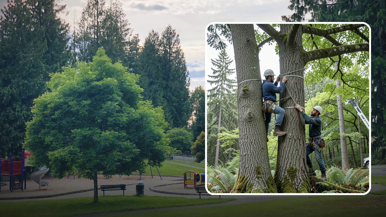 Limb support systems in Bonney Lake, Pierce County, WA - Support hardware installed to reduce the risk of limb failure.