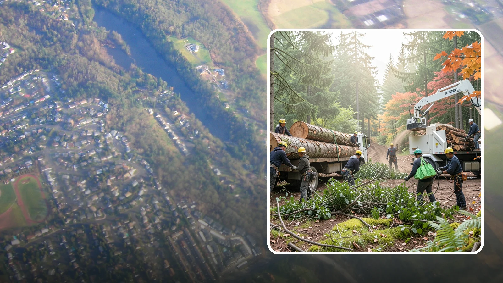 Log hauling in Algona, King County, WA - The loading and hauling of logs off-site.