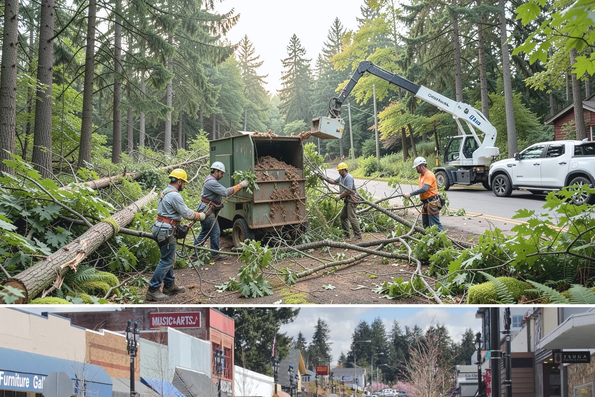Log hauling in Bothell, King County, WA - Service timing depends on seasonal moisture levels that impact wood drying rates for milling or chipping, with operations adapted...