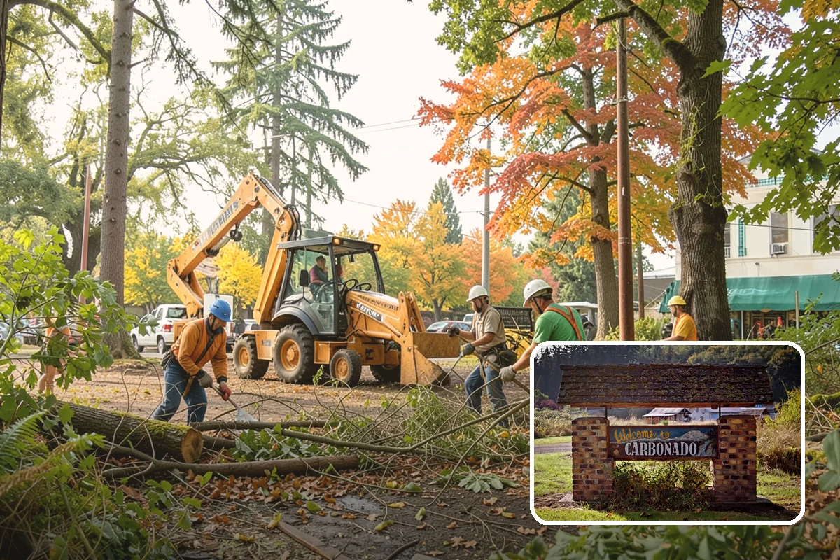 Log hauling in Carbonado, Pierce County, WA - Turns removed wood and debris into usable products