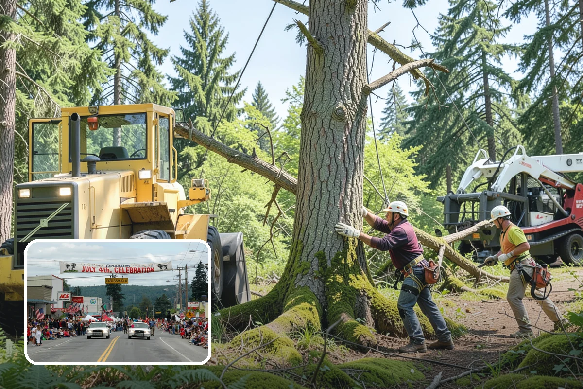 Log hauling in Carnation, King County, WA - Turns removed wood and debris into usable products