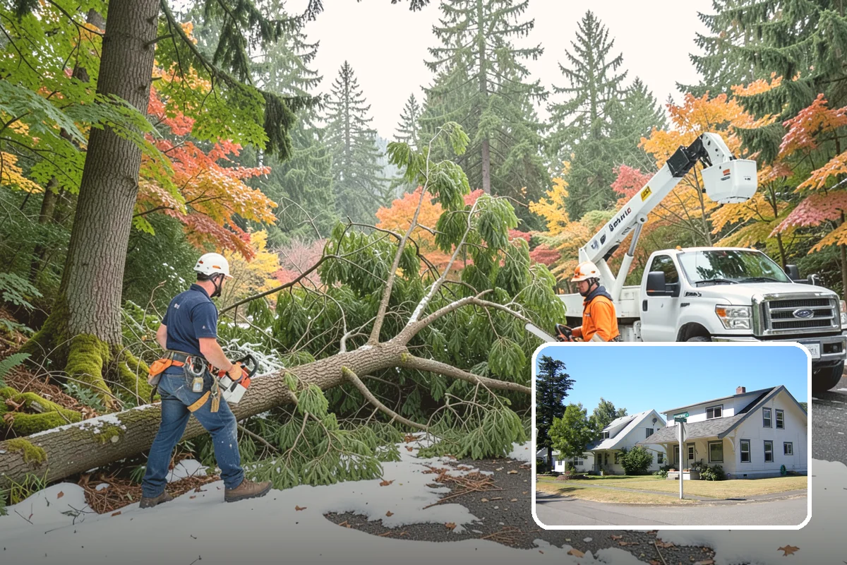 Log hauling in DuPont, Pierce County, WA - Turns removed wood and debris into usable products