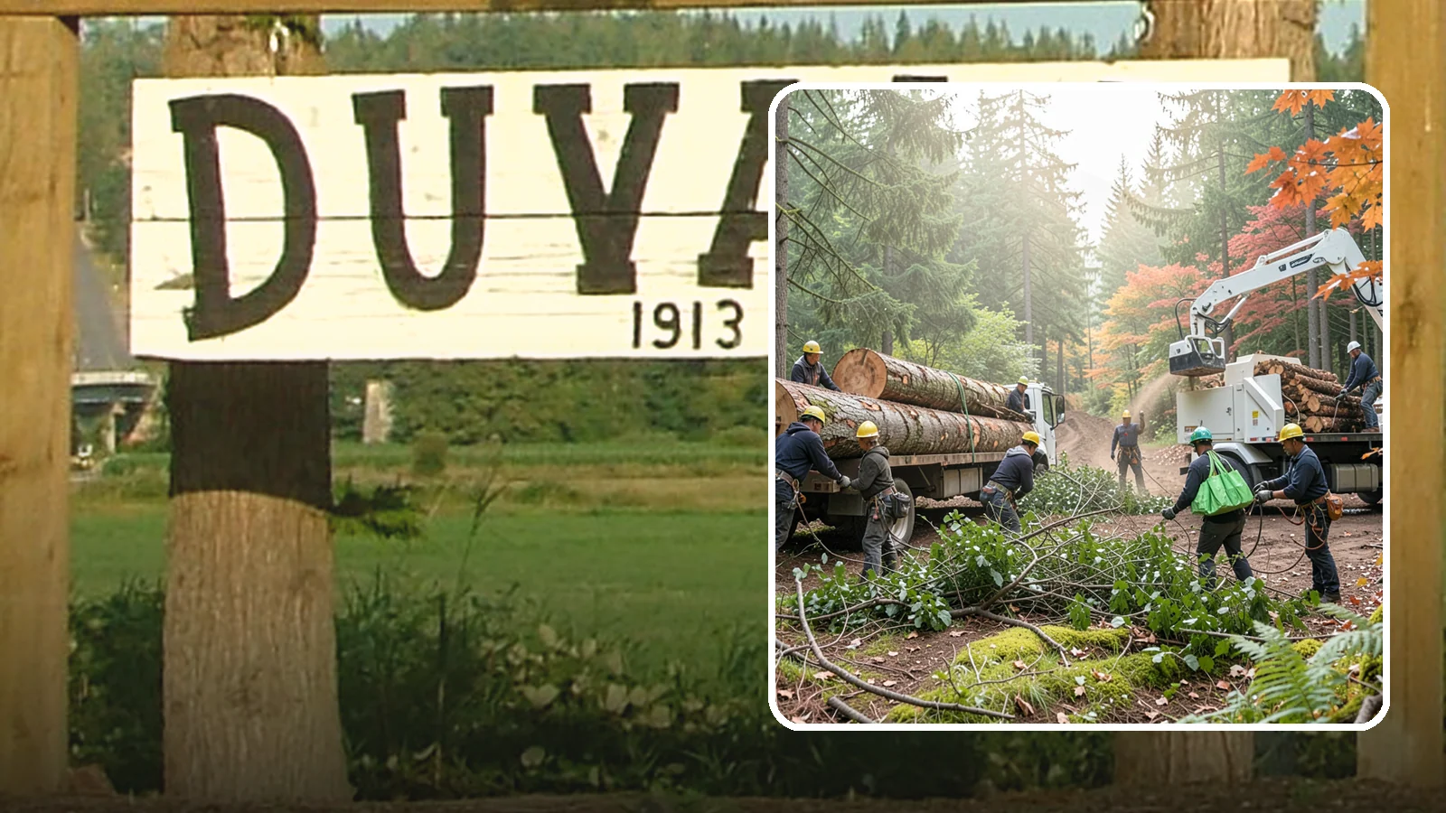 Log hauling in Duvall, King County, WA - The loading and hauling of logs off-site.