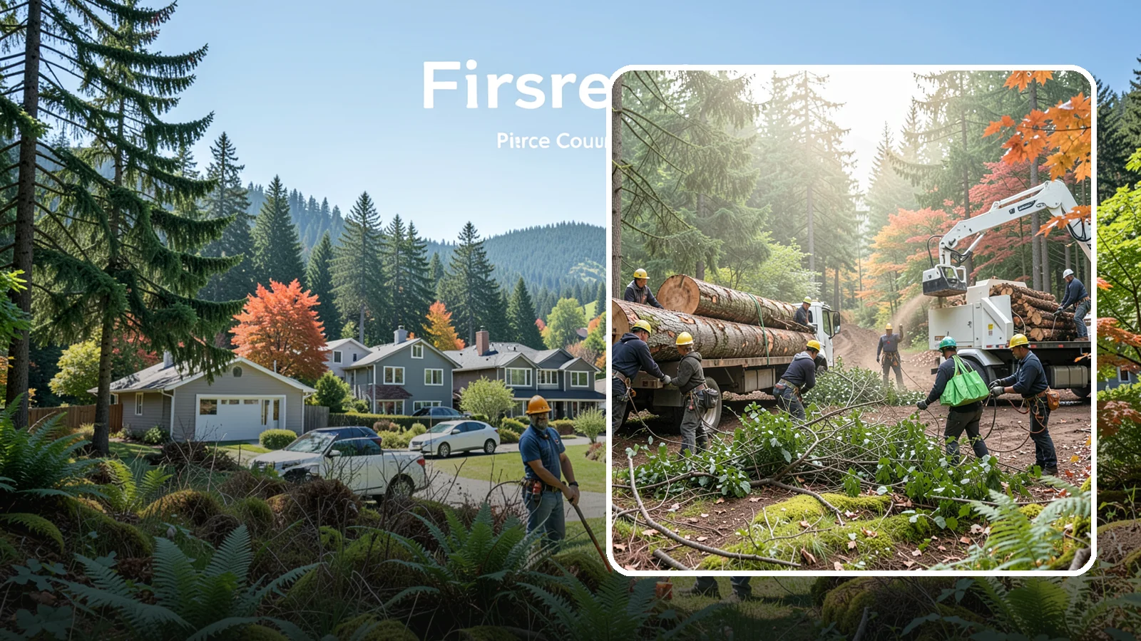 Log hauling in Fircrest, Pierce County, WA - The loading and hauling of logs off-site.