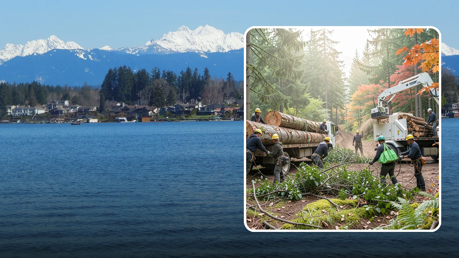 Log hauling in Lake Stevens, Snohomish County, WA - The loading and hauling of logs off-site.