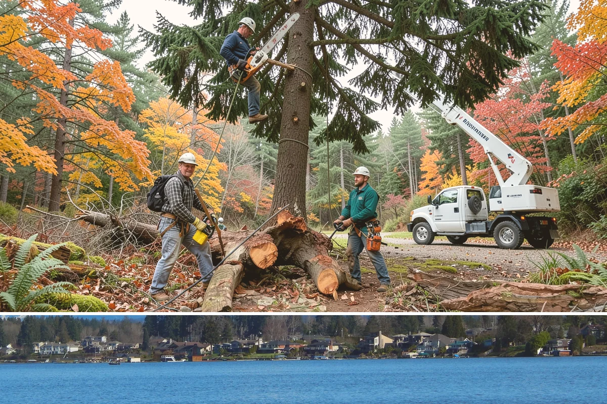 Log hauling in Lake Stevens, Snohomish County, WA - Service timing depends on seasonal moisture levels that impact wood drying rates for milling or chipping, with operations adapted...