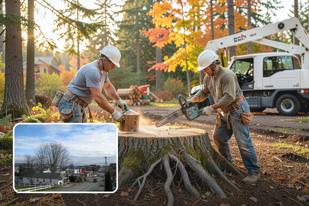 Log hauling in Langley, Island County, WA - Turns removed wood and debris into usable products