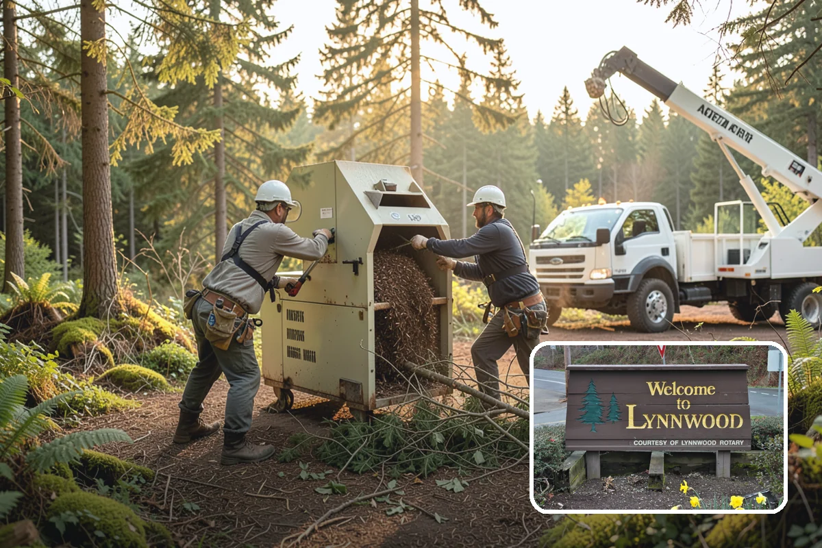 Log hauling in Lynnwood, Snohomish County, WA - Turns removed wood and debris into usable products