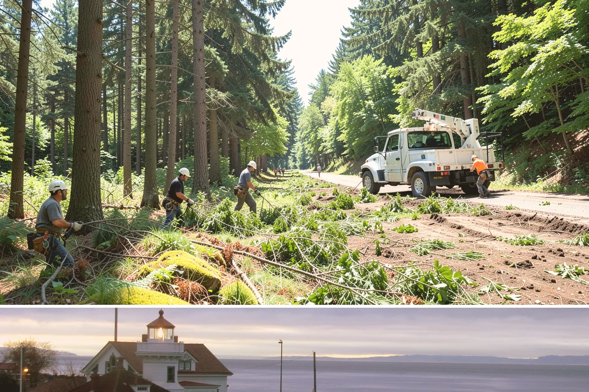 Log hauling in Mukilteo, Snohomish County, WA - Service timing depends on seasonal moisture levels that impact wood drying rates for milling or chipping, with operations adapted...