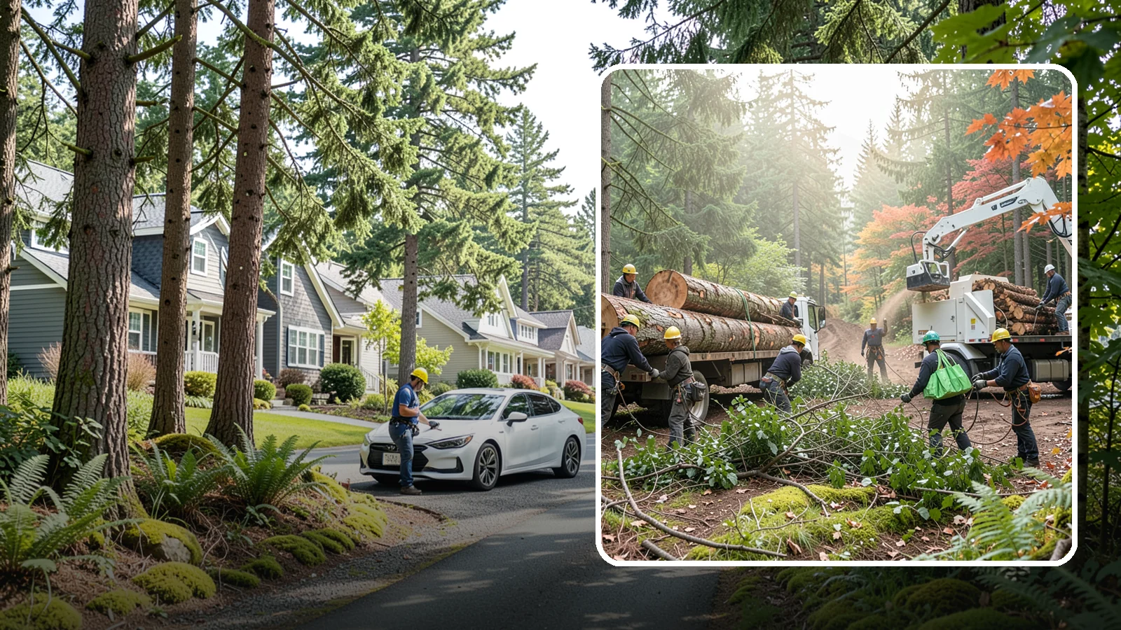 Log hauling in Normandy Park, King County, WA - The loading and hauling of logs off-site.