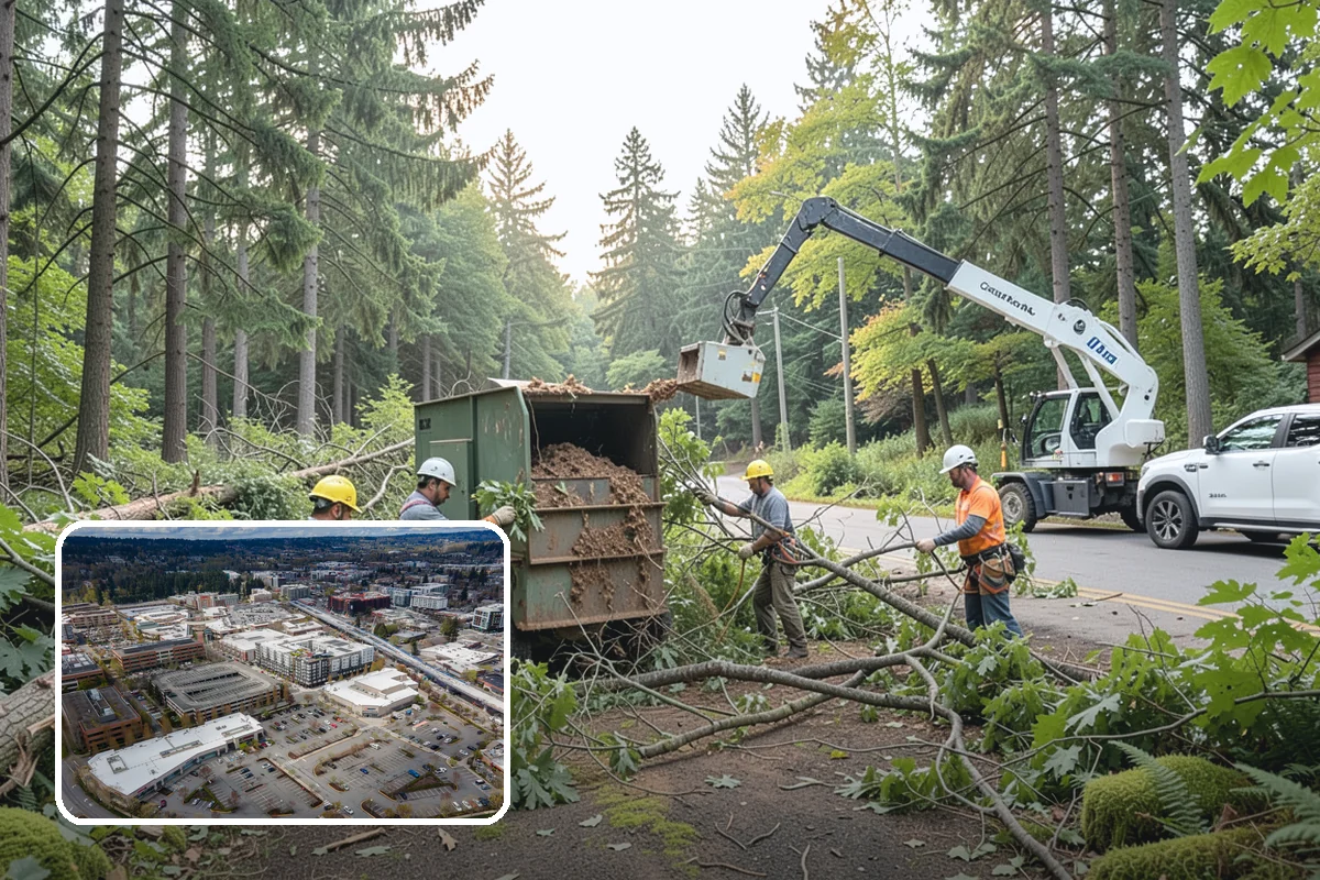 Log hauling in Redmond, King County, WA - Turns removed wood and debris into usable products