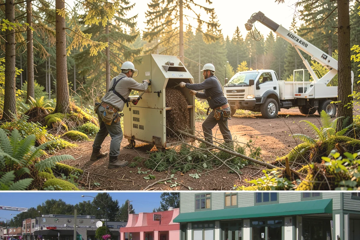 Log hauling in Snoqualmie, King County, WA - Service timing depends on seasonal moisture levels that impact wood drying rates for milling or chipping, with operations adapted...