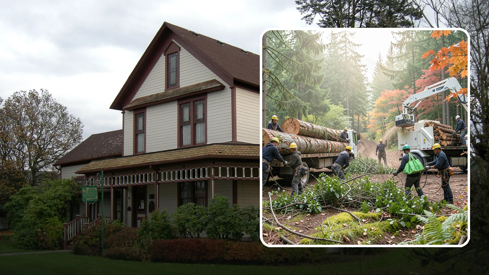 Log hauling in Sumner, Pierce County, WA - The loading and hauling of logs off-site.