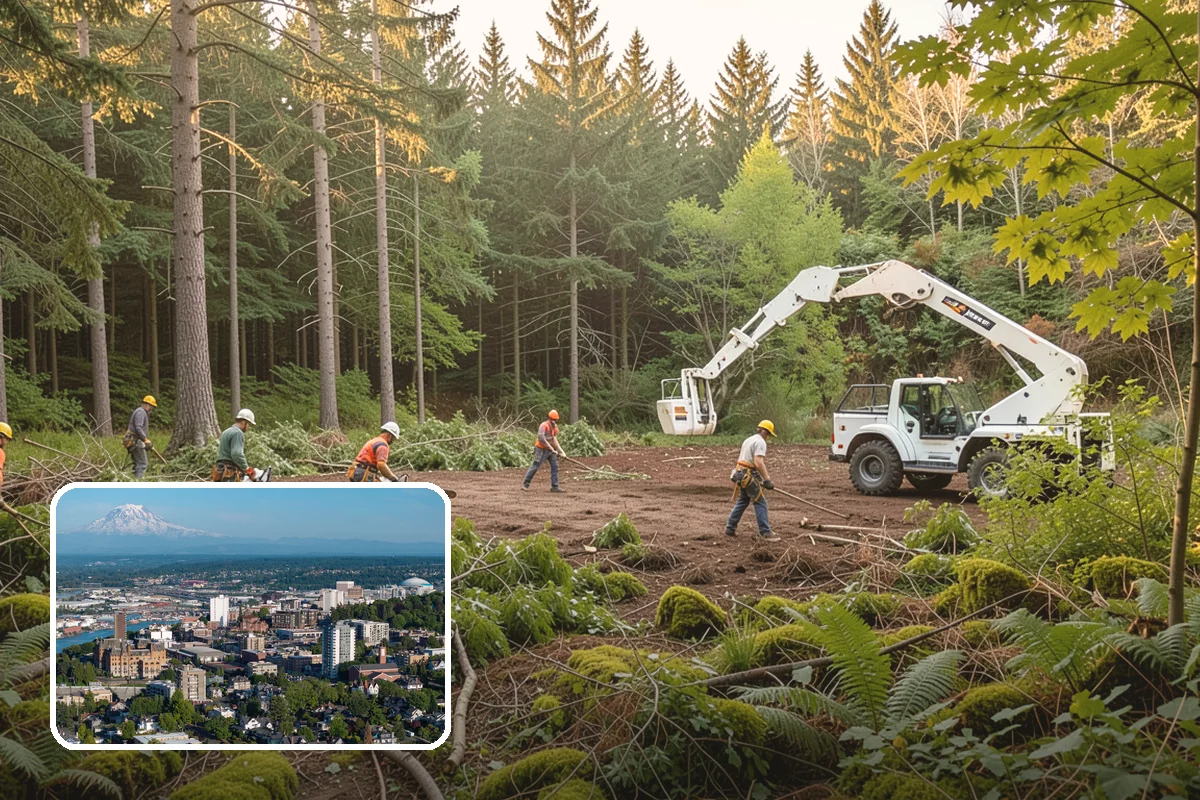 Log hauling in Tacoma, Pierce County, WA - Turns removed wood and debris into usable products