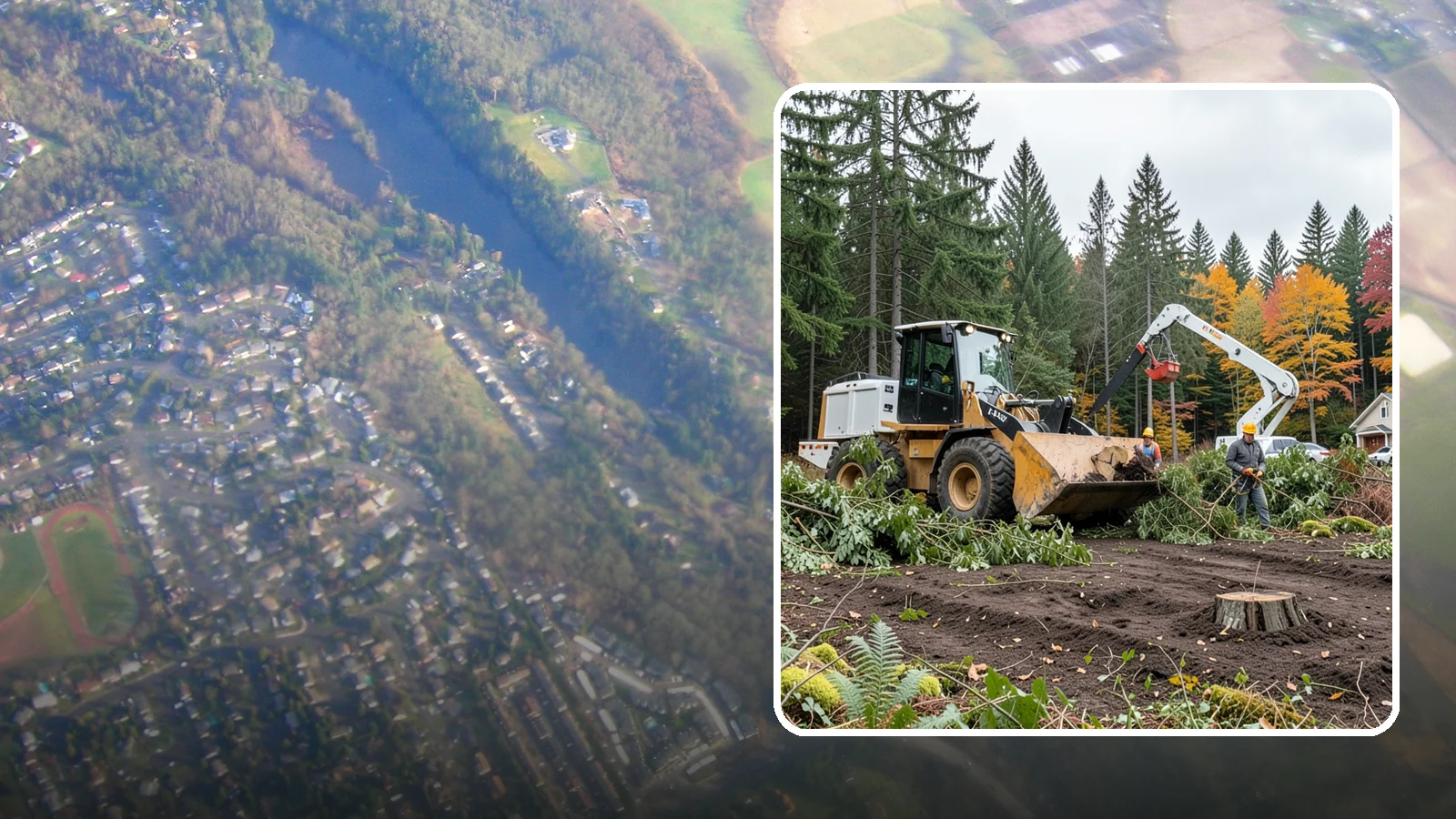 Lot clearing in Algona, King County, WA - The clearing of vegetation from a parcel of land.