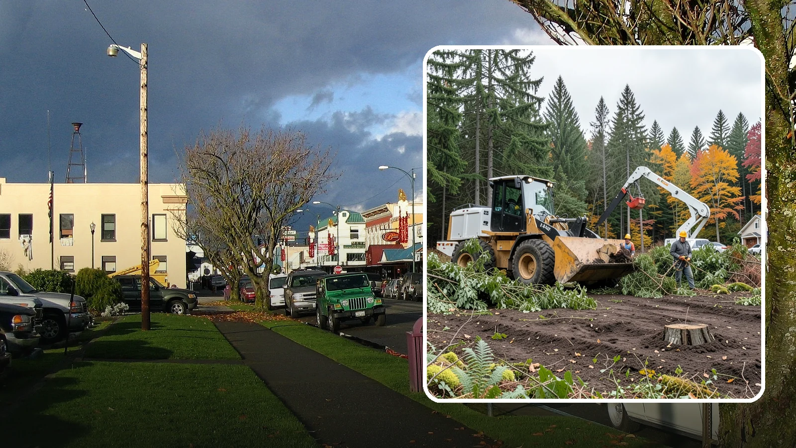 Lot clearing in Arlington, Snohomish County, WA - The clearing of vegetation from a parcel of land.