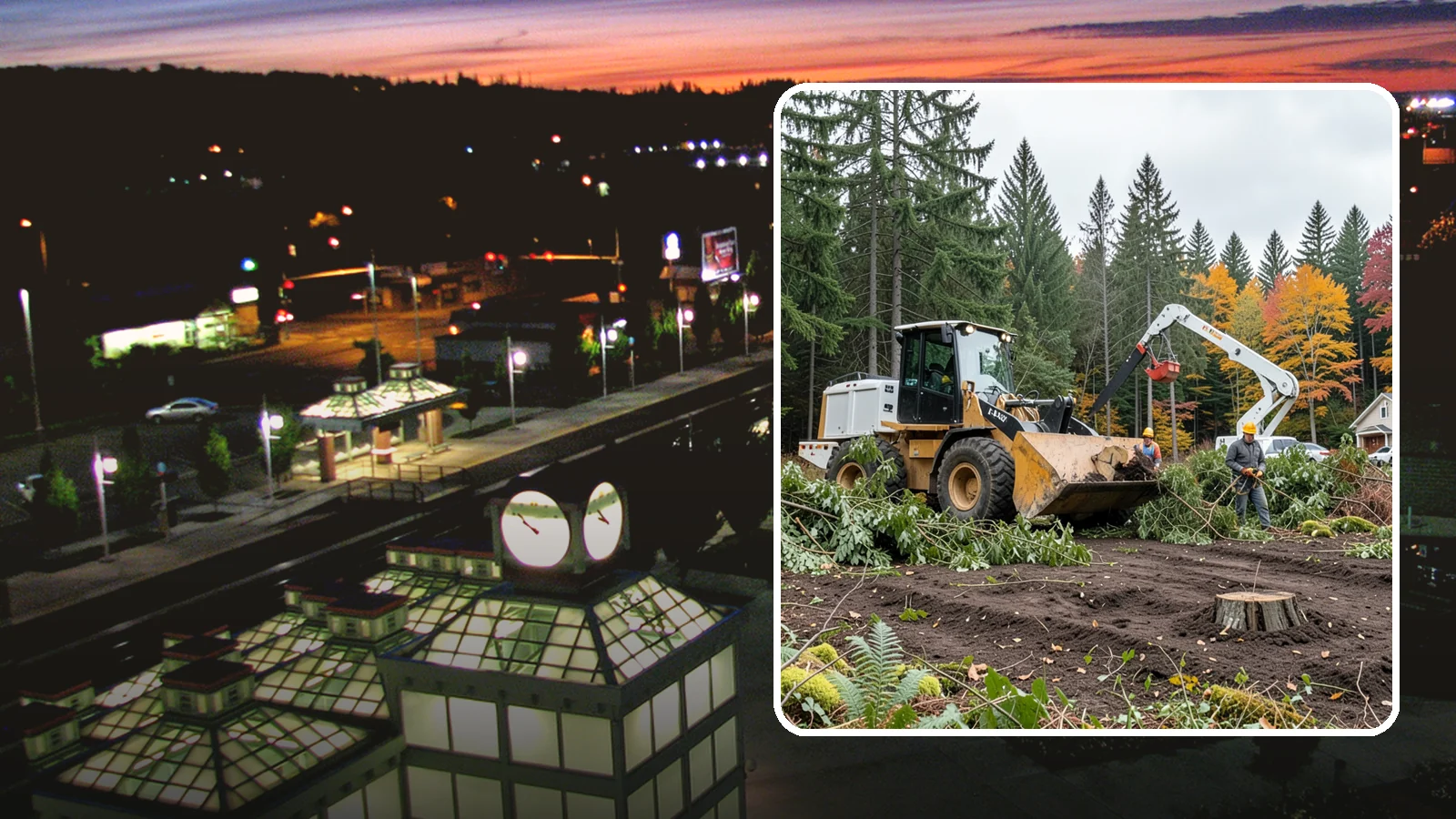 Lot clearing in Auburn, King County, WA - The clearing of vegetation from a parcel of land.