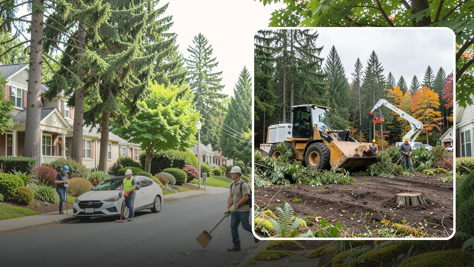 Lot clearing in Beaux Arts Village, King County, WA - The clearing of vegetation from a parcel of land.
