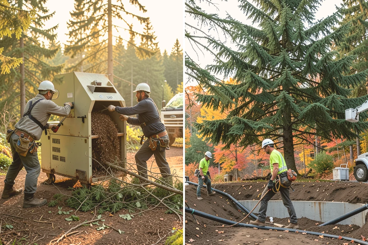 Lot clearing in Bellevue, King County, WA - Assess the site and mark features to protect