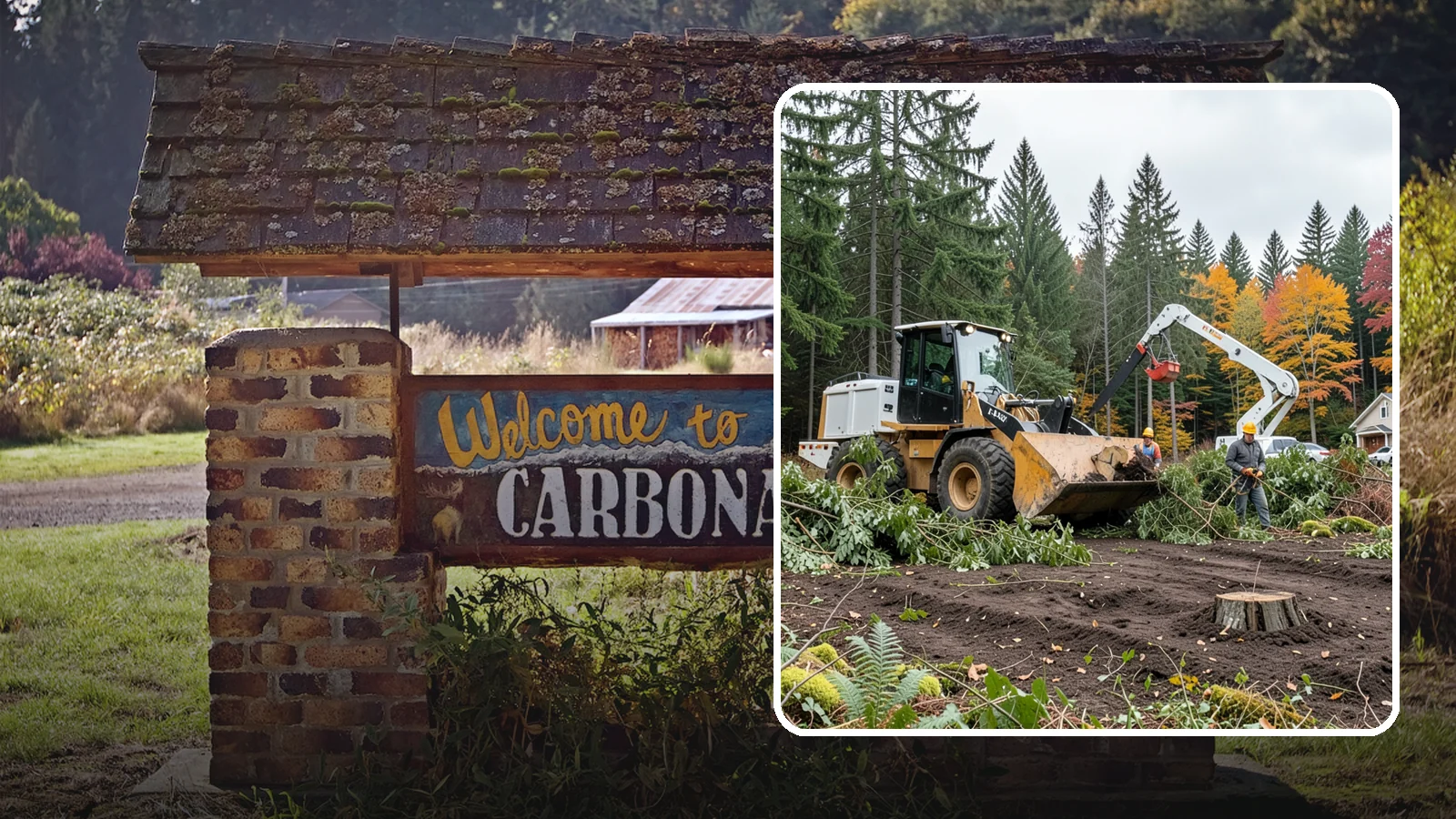 Lot clearing in Carbonado, Pierce County, WA - The clearing of vegetation from a parcel of land.