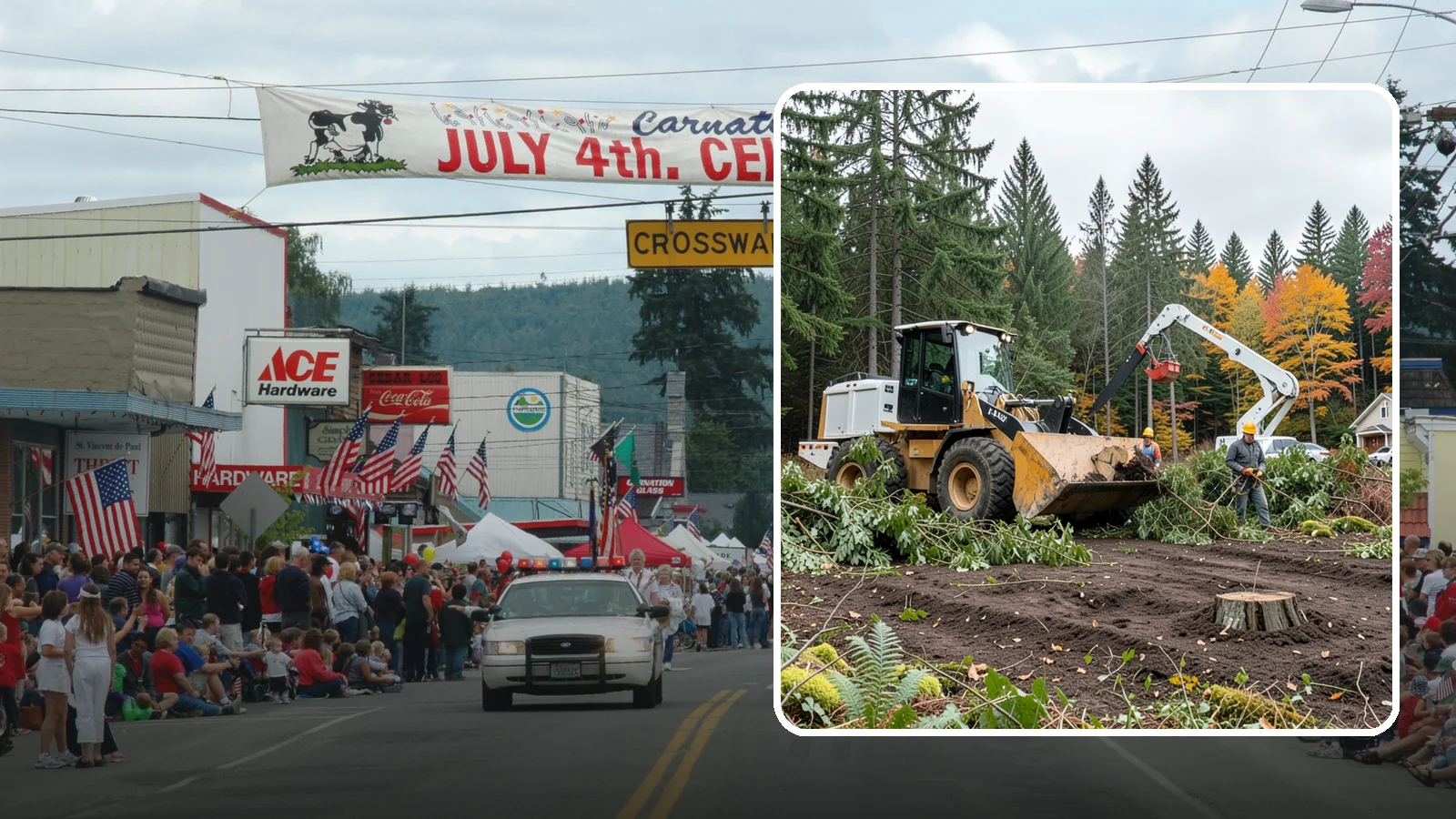 Lot clearing in Carnation, King County, WA - The clearing of vegetation from a parcel of land.