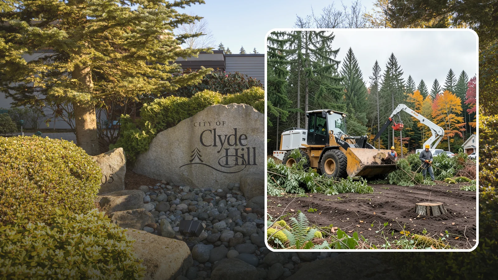 Lot clearing in Clyde Hill, King County, WA - The clearing of vegetation from a parcel of land.