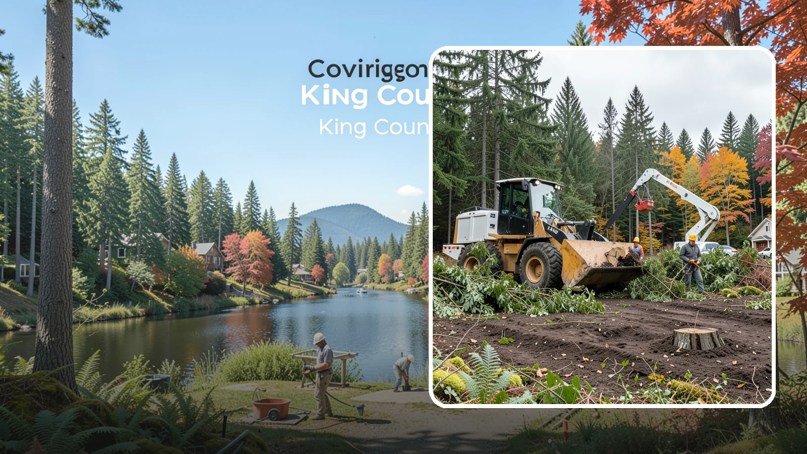 Lot clearing in Covington, King County, WA - The clearing of vegetation from a parcel of land.