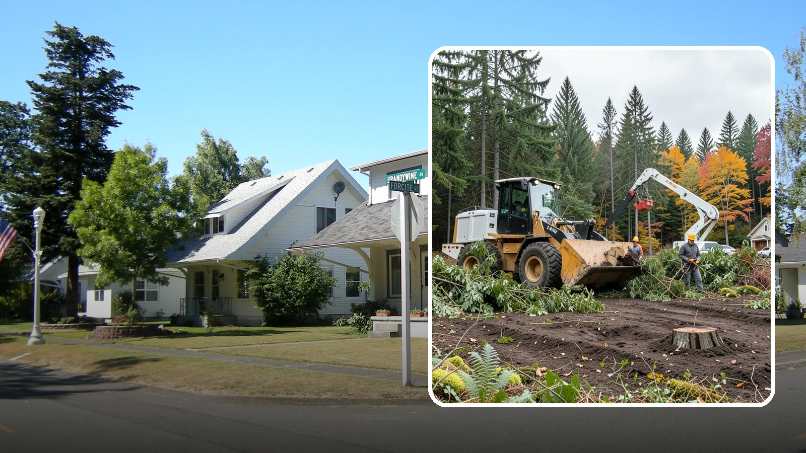 Lot clearing in DuPont, Pierce County, WA - The clearing of vegetation from a parcel of land.