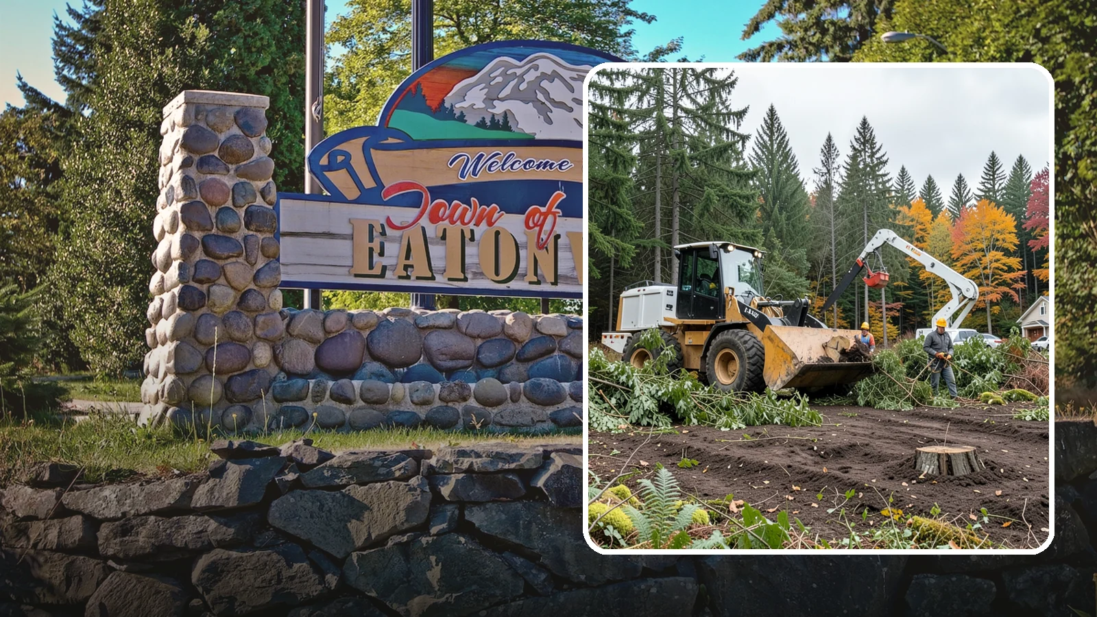 Lot clearing in Eatonville, Pierce County, WA - The clearing of vegetation from a parcel of land.