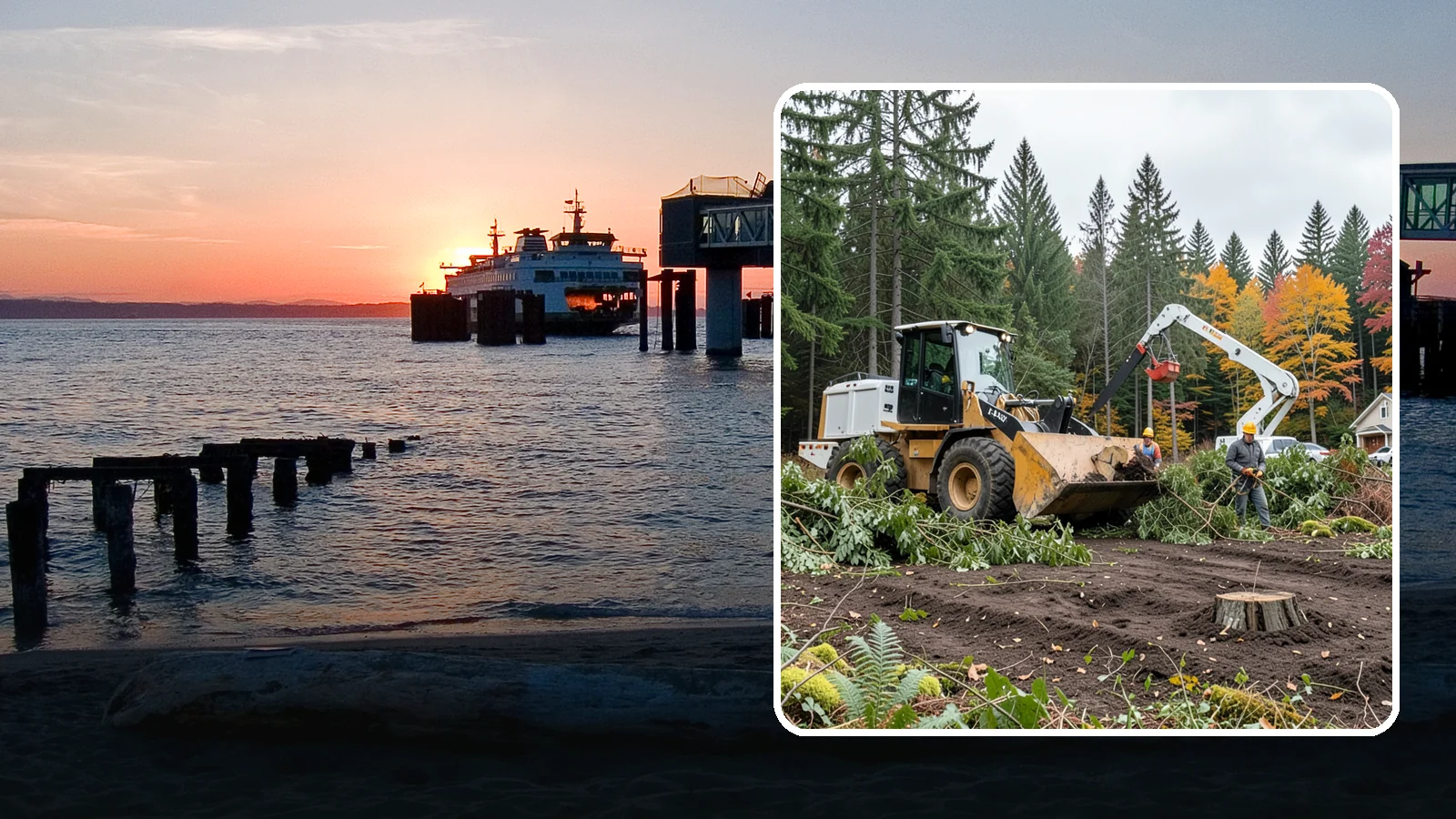 Lot clearing in Edmonds, Snohomish County, WA - The clearing of vegetation from a parcel of land.