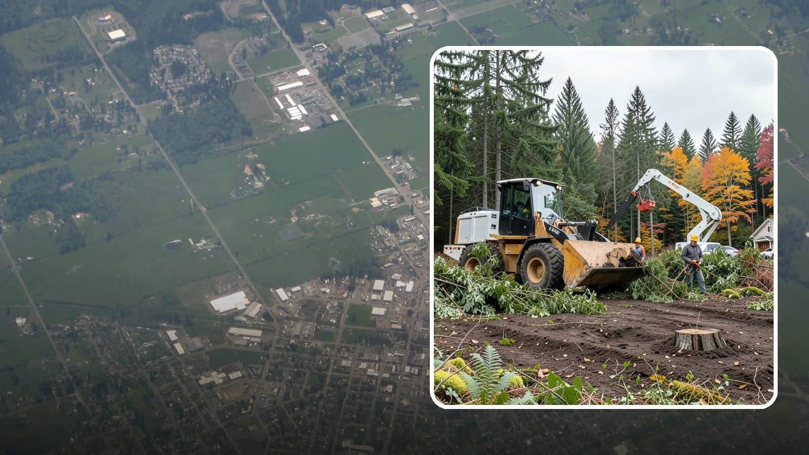 Lot clearing in Enumclaw, King County, WA - The clearing of vegetation from a parcel of land.