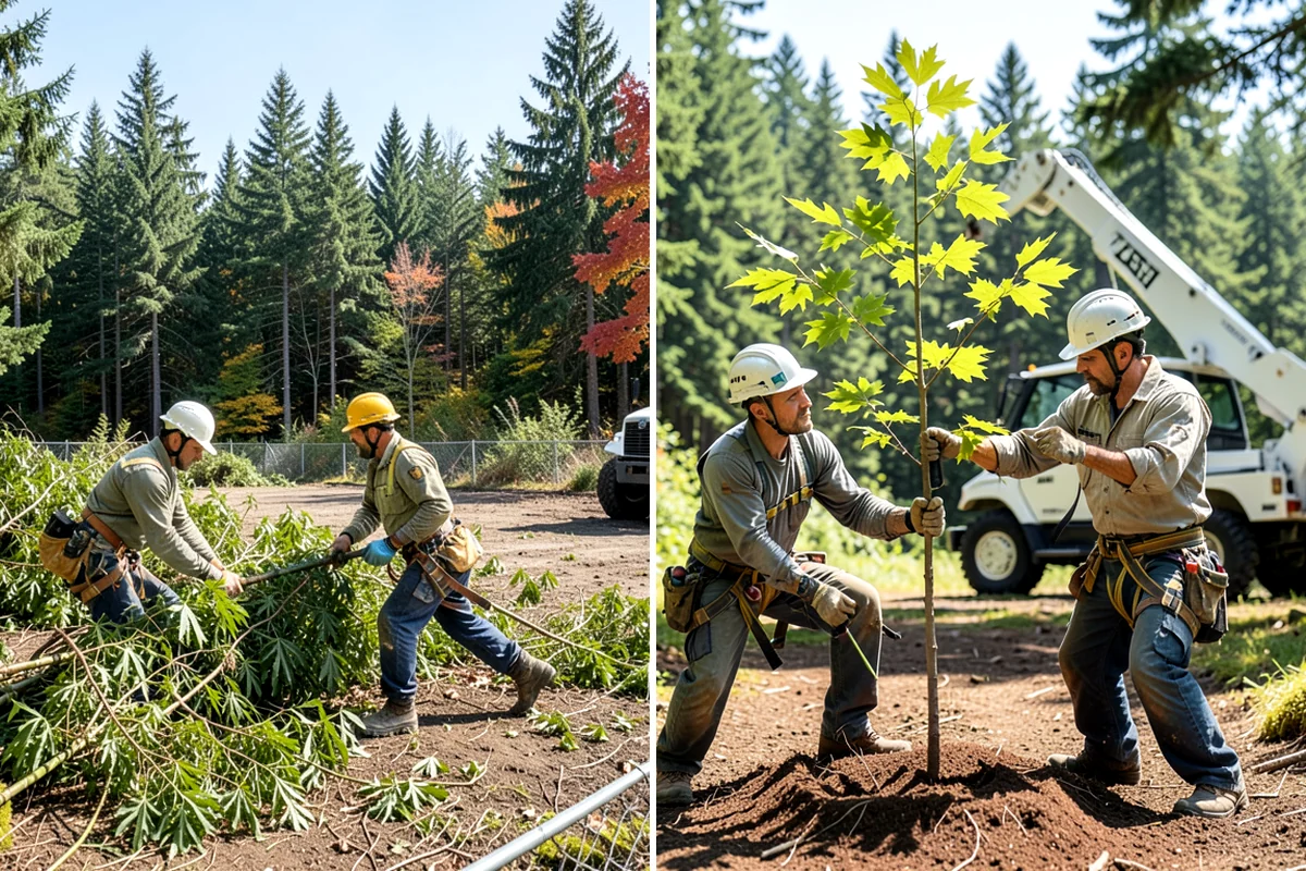 Lot clearing in Everett, Snohomish County, WA - Assess the site and mark features to protect