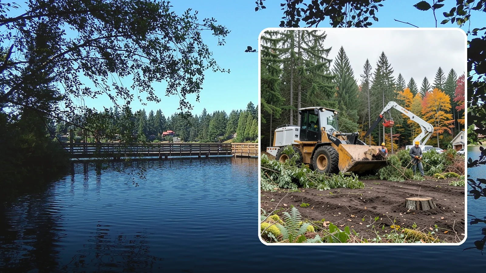 Lot clearing in Federal Way, King County, WA - The clearing of vegetation from a parcel of land.