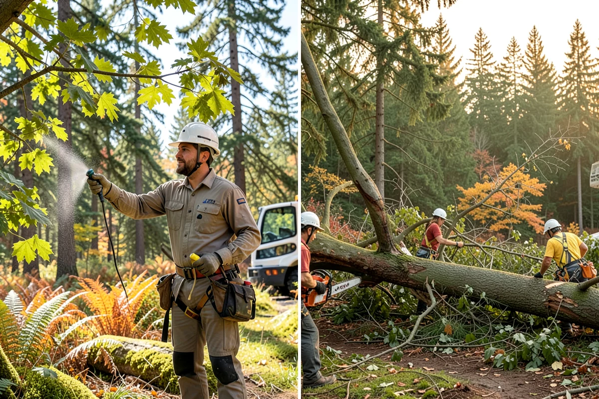 Lot clearing in Federal Way, King County, WA - Assess the site and mark features to protect