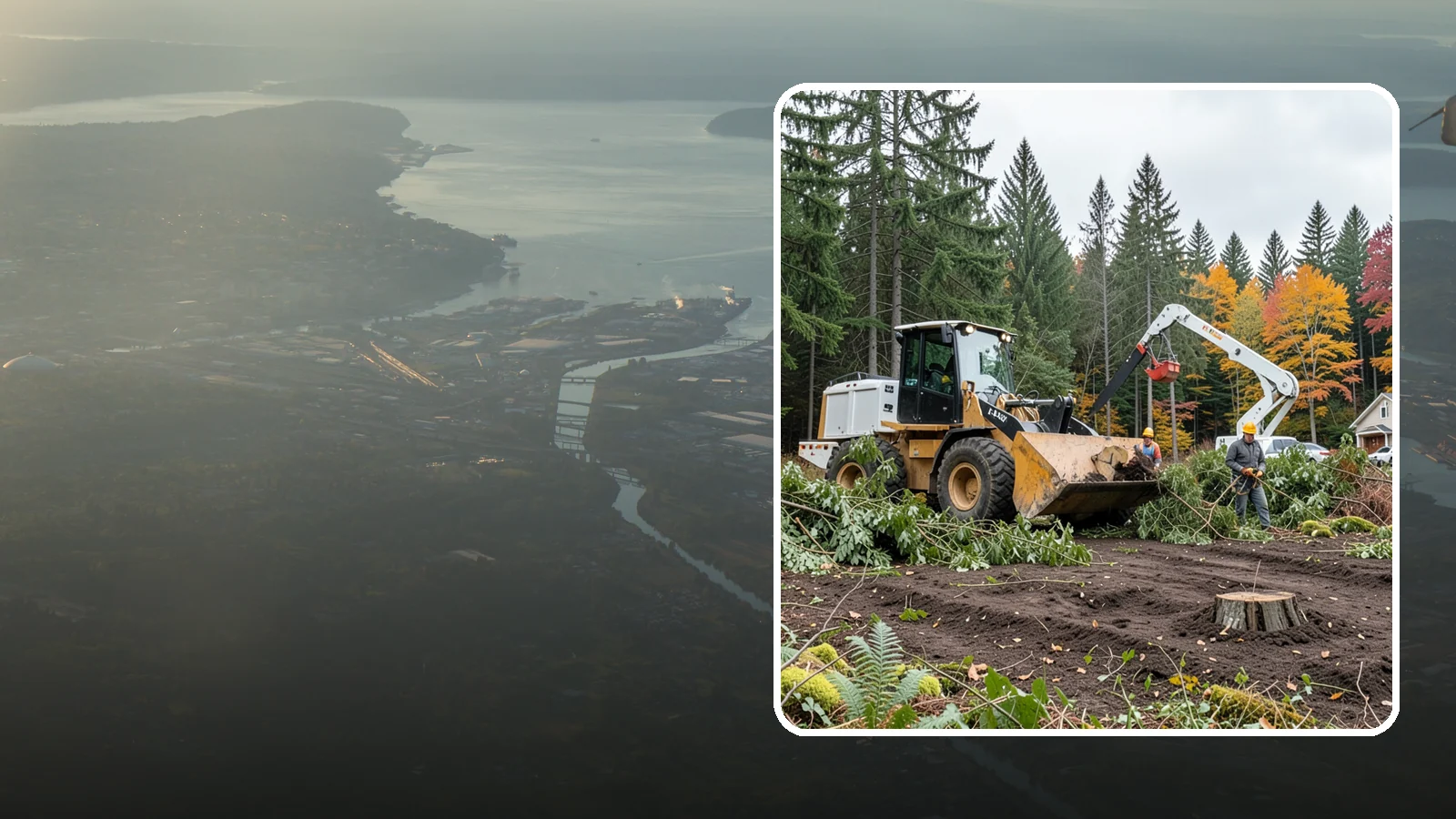 Lot clearing in Fife, Pierce County, WA - The clearing of vegetation from a parcel of land.