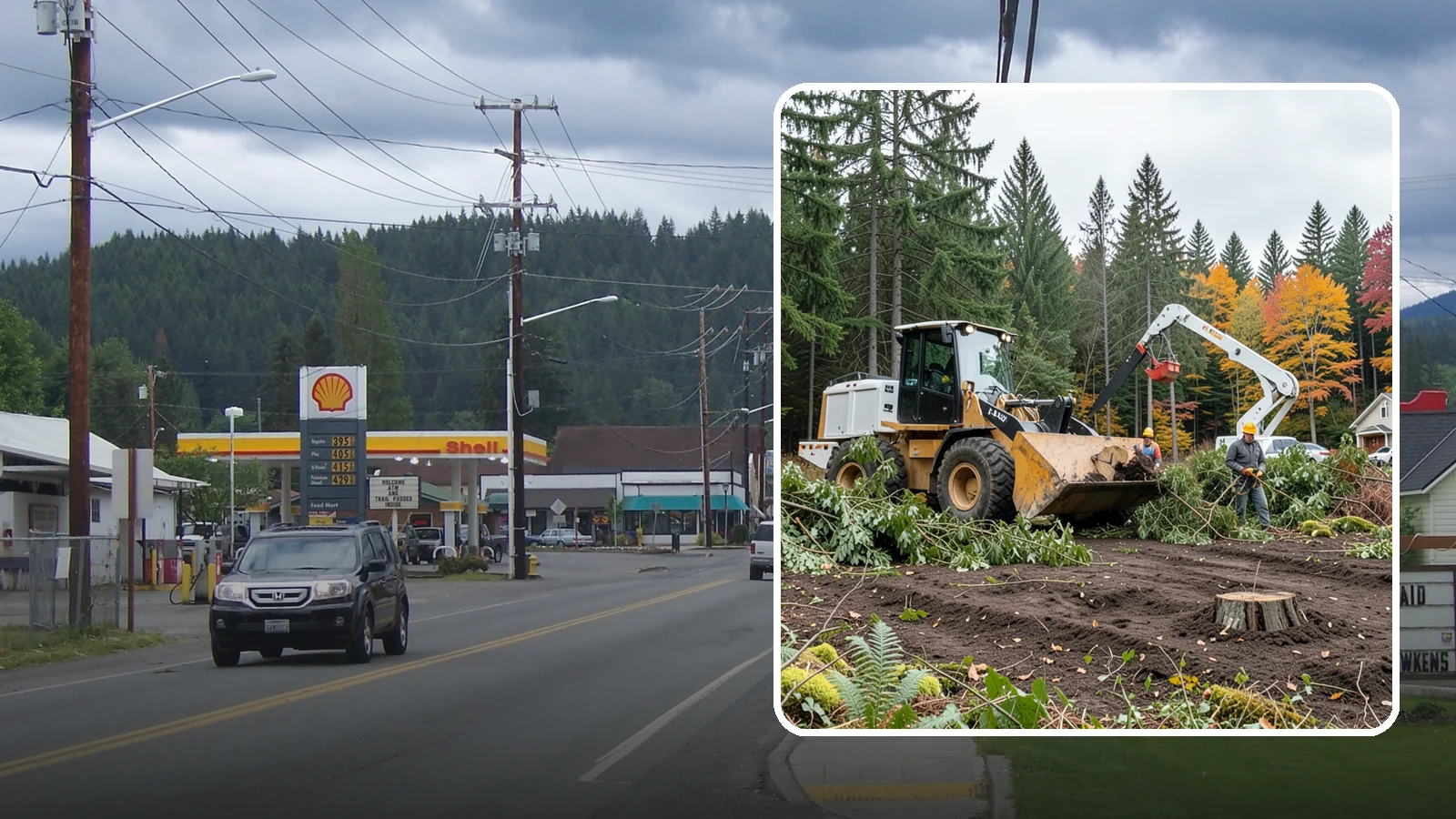 Lot clearing in Granite Falls, Snohomish County, WA - The clearing of vegetation from a parcel of land.