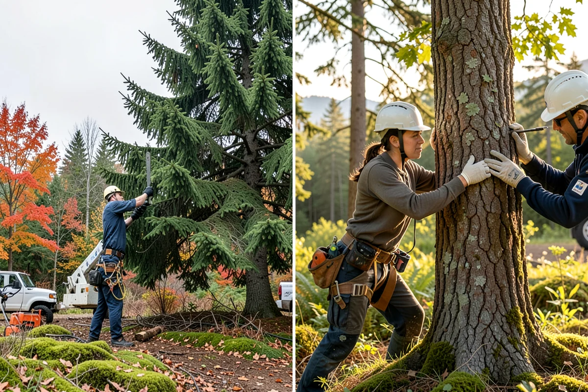 Lot clearing in Hunts Point, King County, WA - Assess the site and mark features to protect