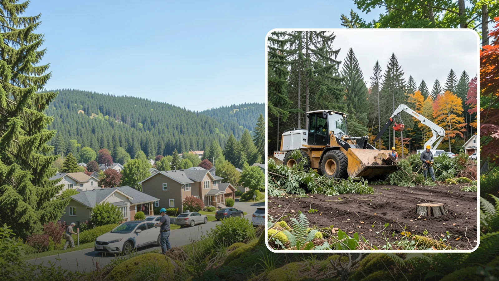 Lot clearing in Index, Snohomish County, WA - The clearing of vegetation from a parcel of land.