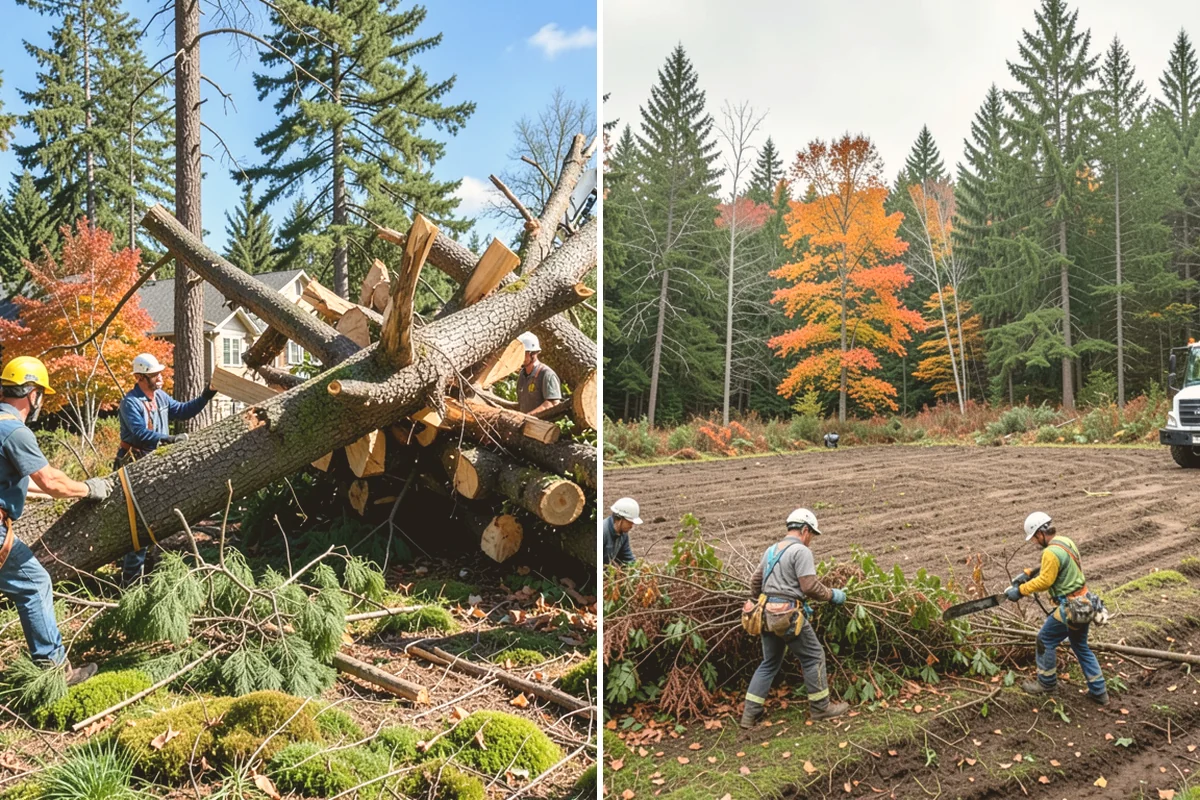 Lot clearing in Kirkland, King County, WA - Assess the site and mark features to protect