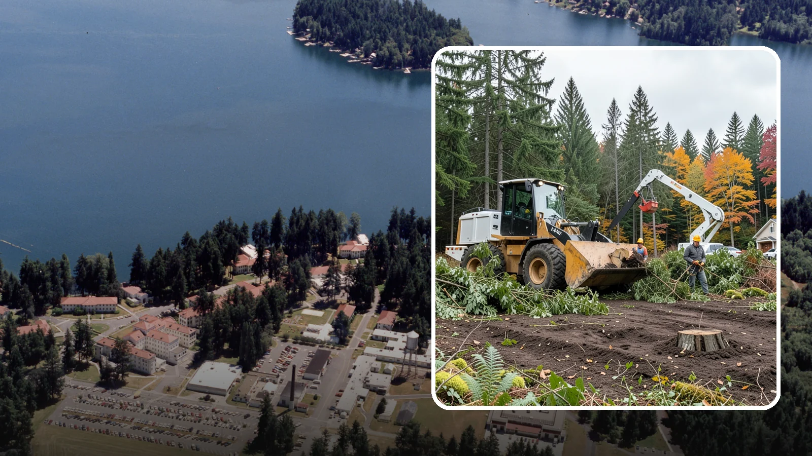 Lot clearing in Lakewood, Pierce County, WA - The clearing of vegetation from a parcel of land.
