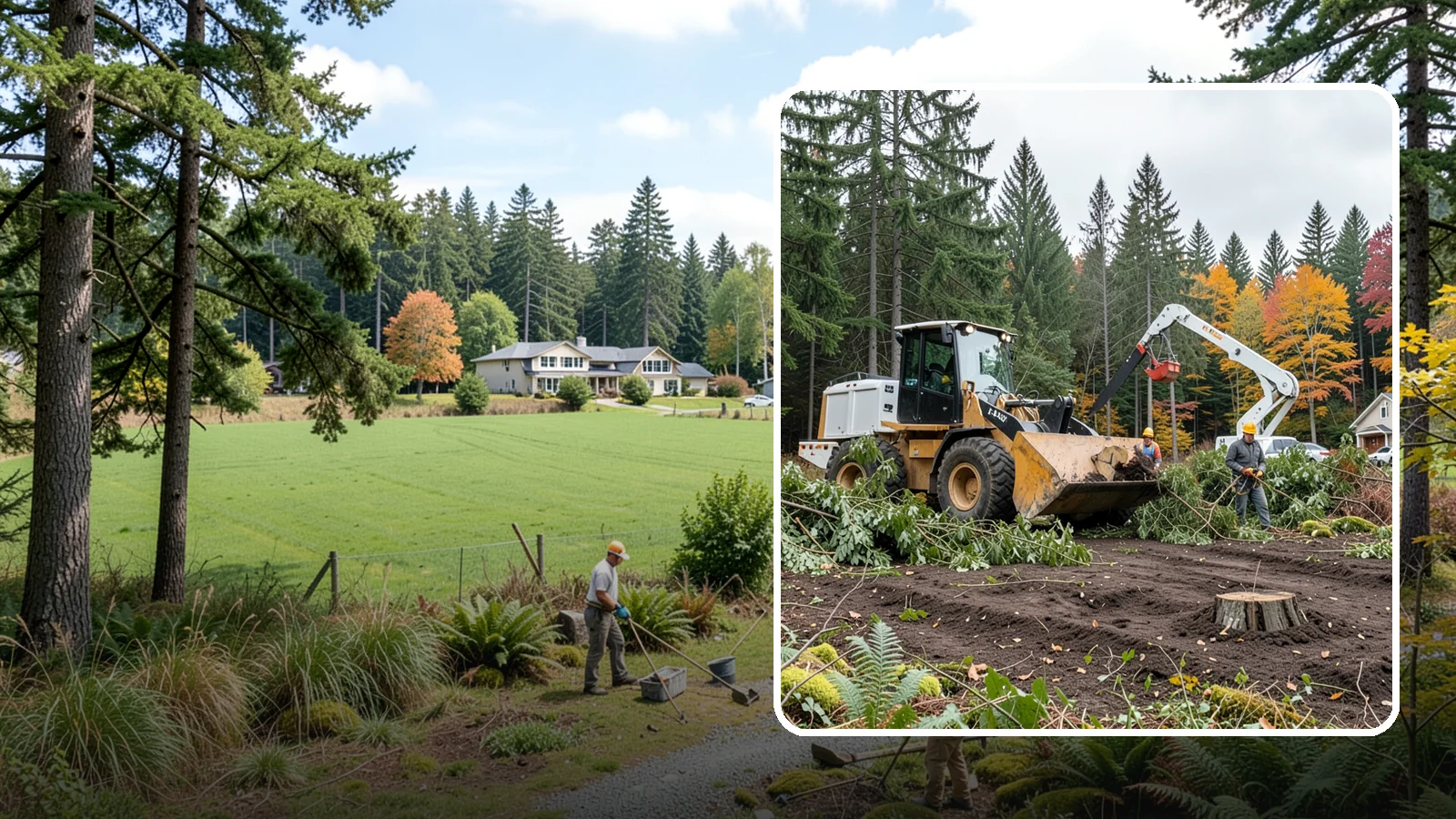 Lot clearing in Lyman, Skagit County, WA - The clearing of vegetation from a parcel of land.