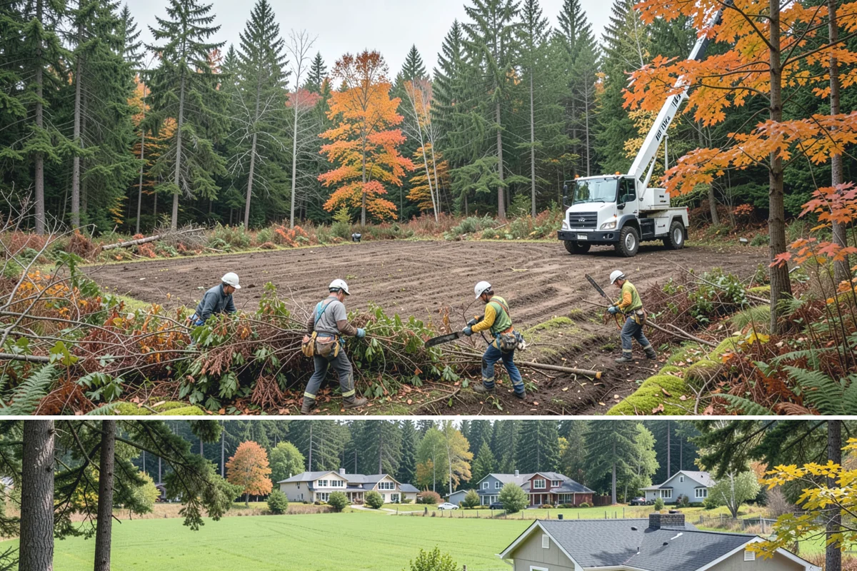 Lot clearing in Lyman, Skagit County, WA - Work can generally proceed year-round in Puget Sound weather but may face delays from invasive species regrowth cycles or...