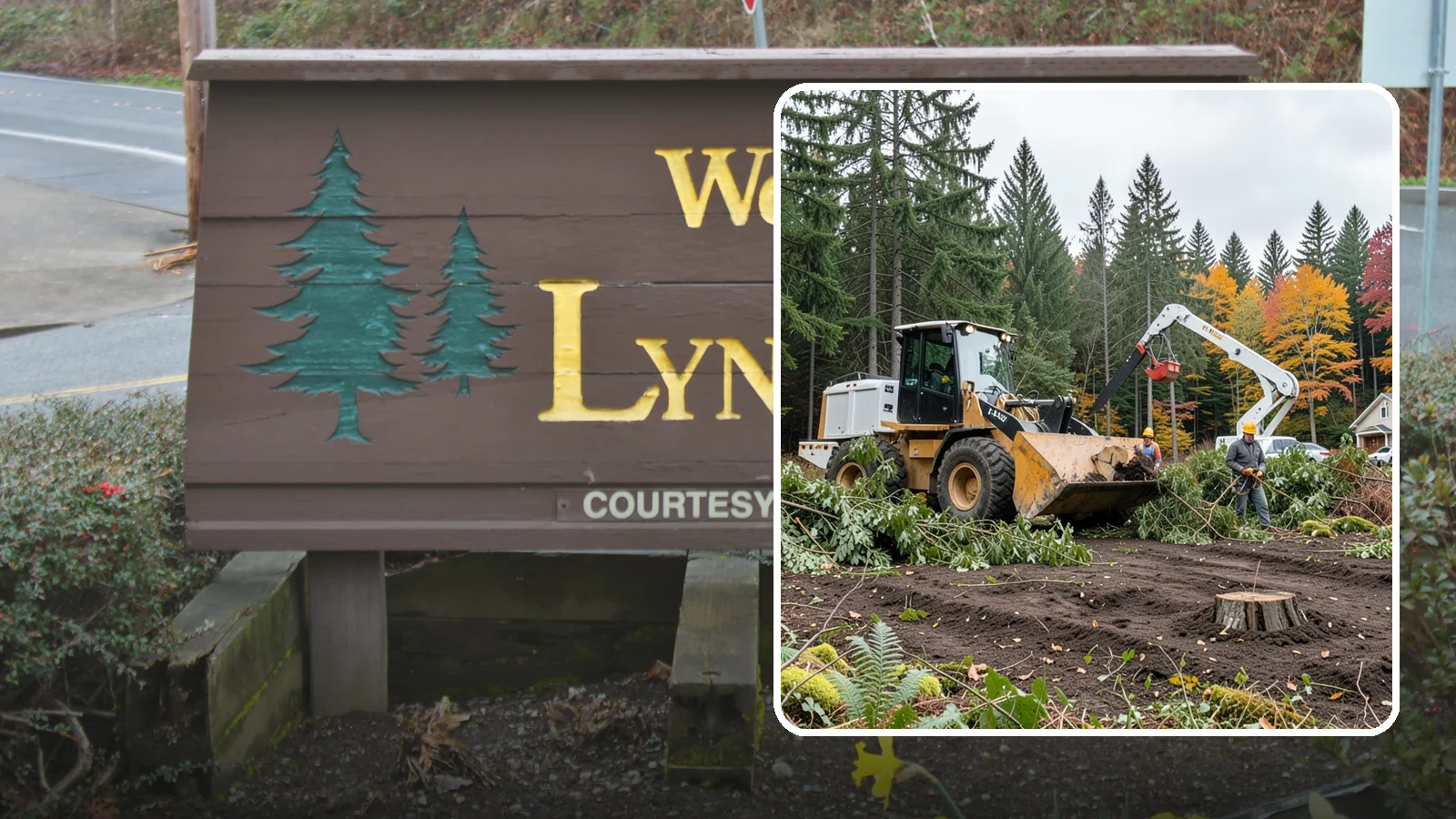Lot clearing in Lynnwood, Snohomish County, WA - The clearing of vegetation from a parcel of land.