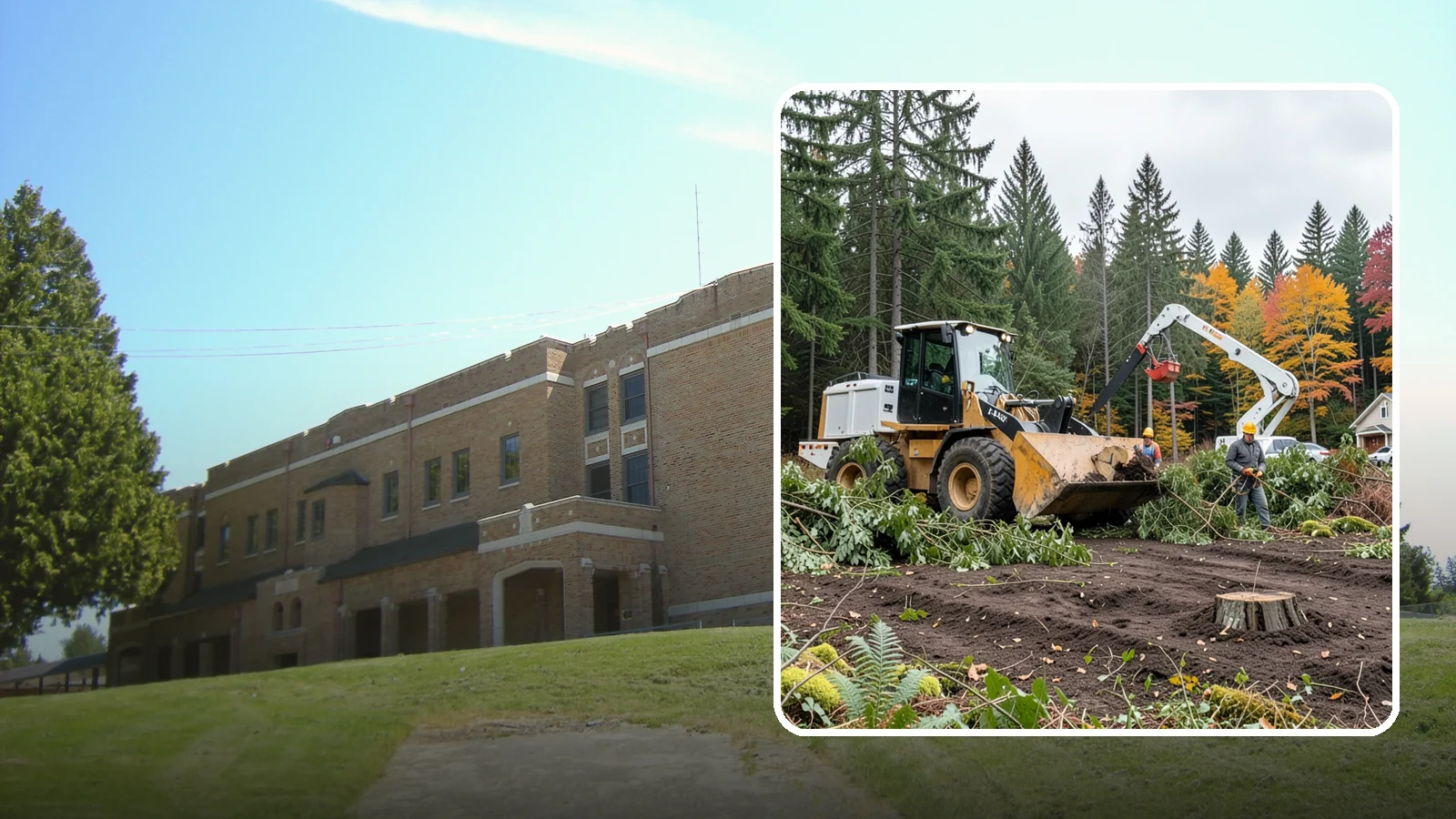Lot clearing in Maple Valley, King County, WA - The clearing of vegetation from a parcel of land.