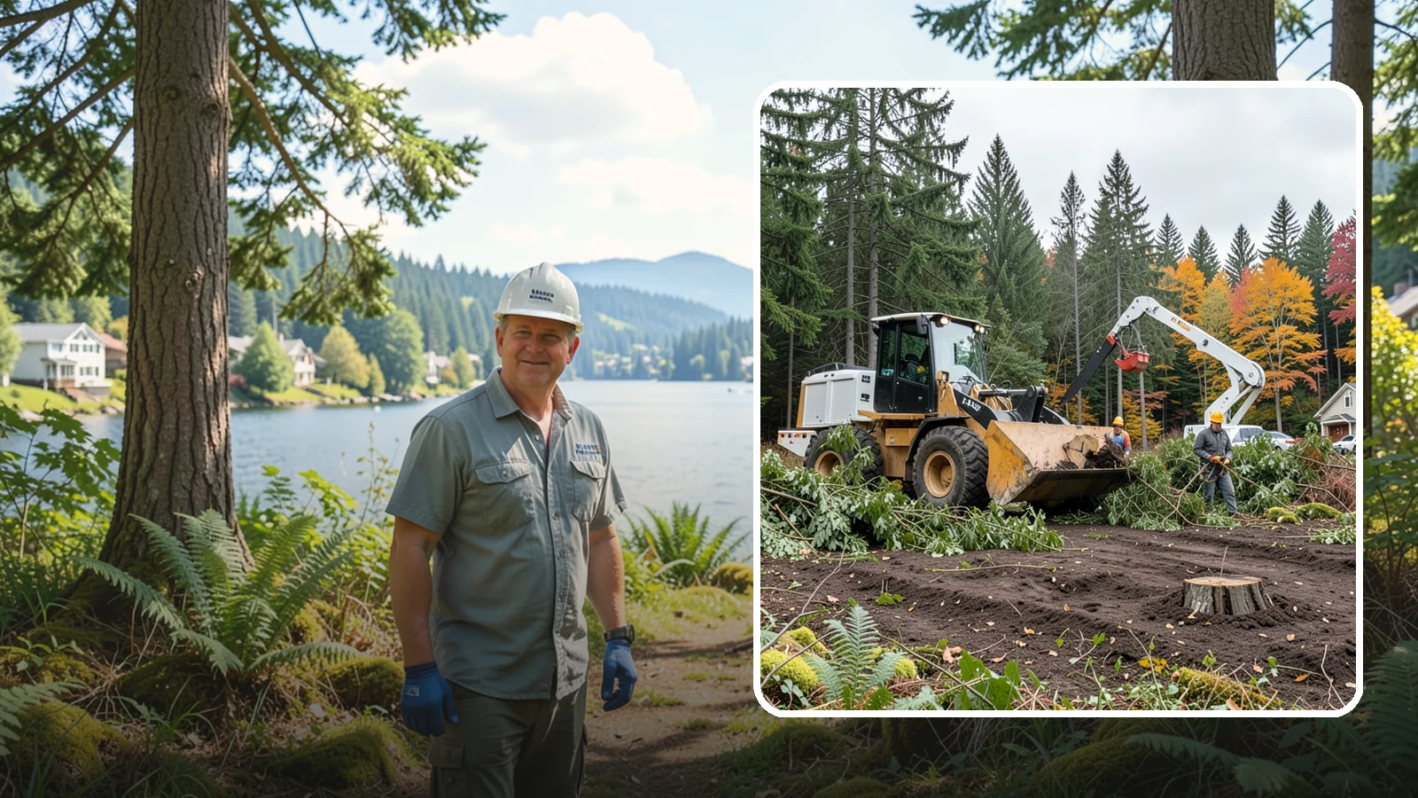 Lot clearing in Milton, King County, WA - The clearing of vegetation from a parcel of land.