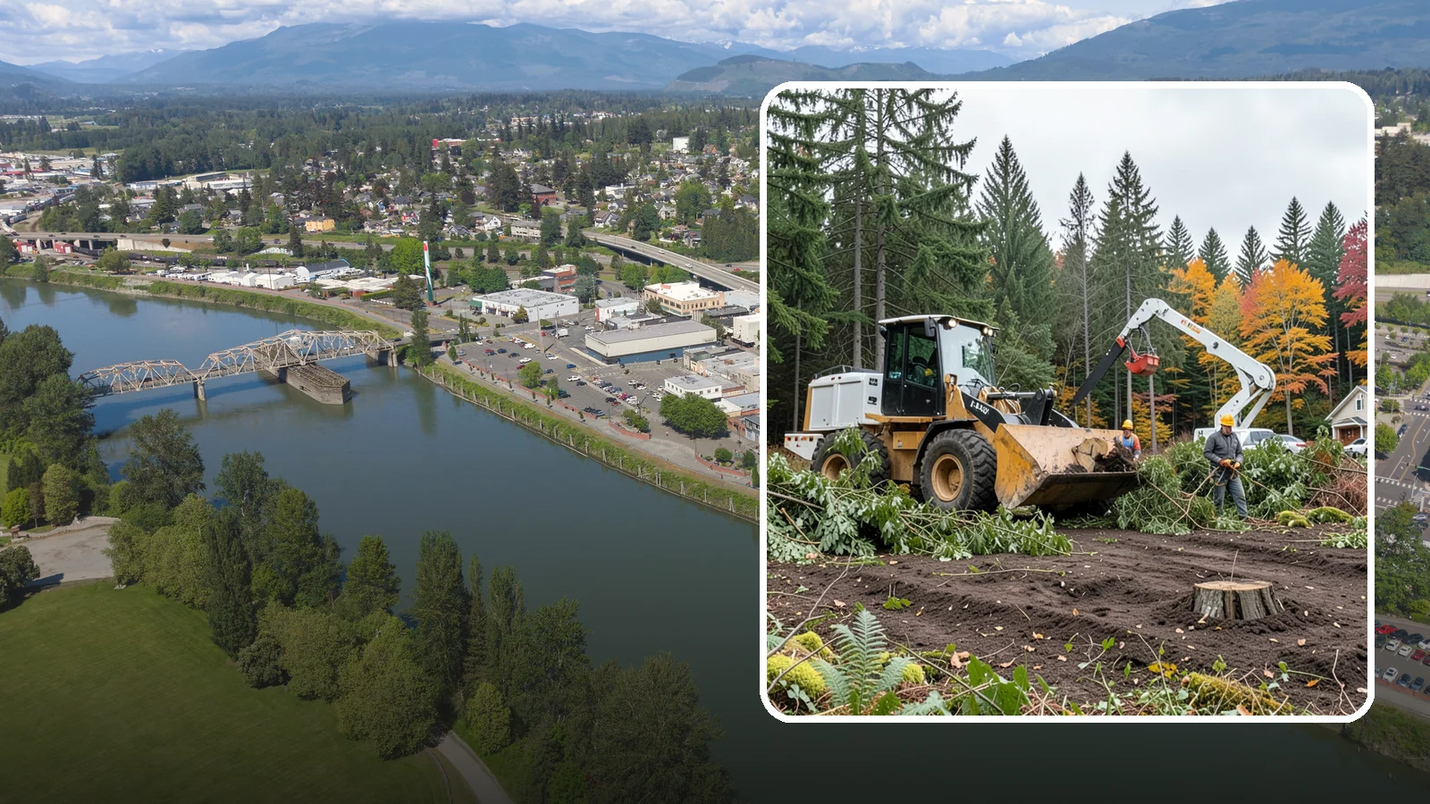 Lot clearing in Mount Vernon, Skagit County, WA - The clearing of vegetation from a parcel of land.