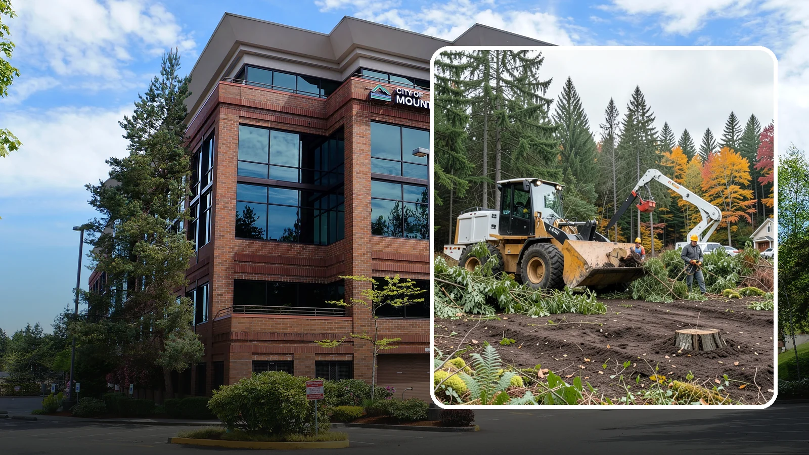 Lot clearing in Mountlake Terrace, Snohomish County, WA - The clearing of vegetation from a parcel of land.
