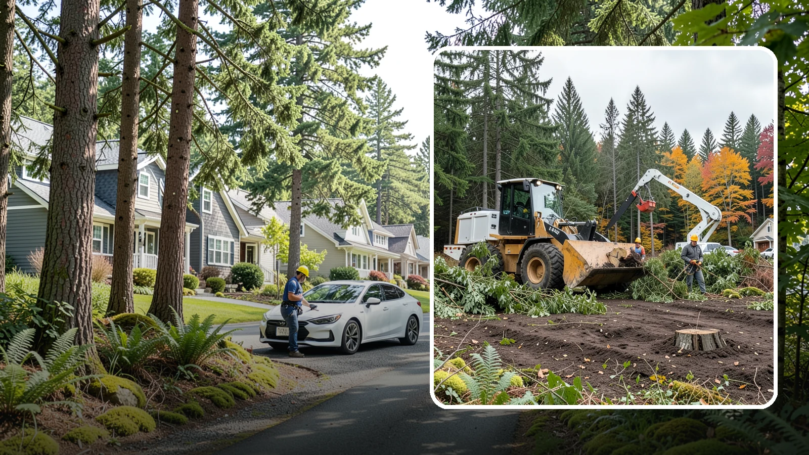 Lot clearing in Normandy Park, King County, WA - The clearing of vegetation from a parcel of land.
