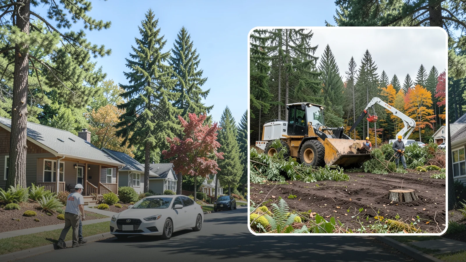 Lot clearing in Orting, Pierce County, WA - The clearing of vegetation from a parcel of land.