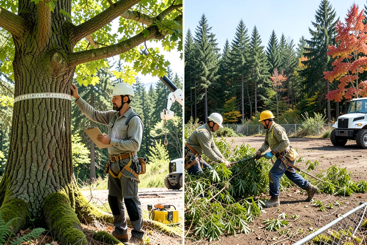 Lot clearing in Pacific, King County, WA - Assess the site and mark features to protect